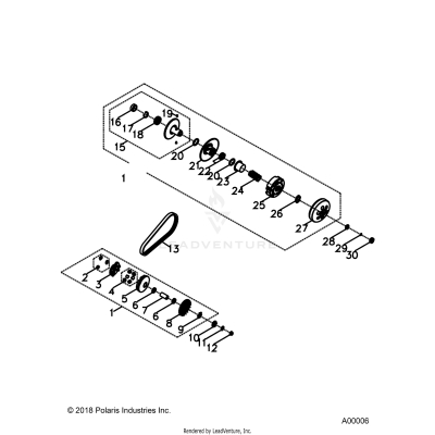 DRIVE TRAIN, PRIMARY  AND SECONDARY CLUTCHS - A25YKA11N1/N5 (A00006)