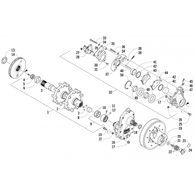 DRIVE TRAIN AND BRAKE ASSEMBLIES