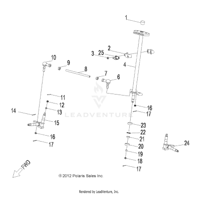 STEERING, STEERING POST and TIE ROD ASM. - A19YAK05B7/B6 (49ATVSTEERING13OUT50)