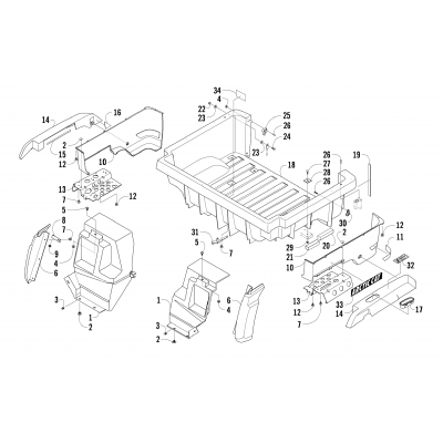 REAR BODY PANEL AND CARGO BOX ASSEMBLY