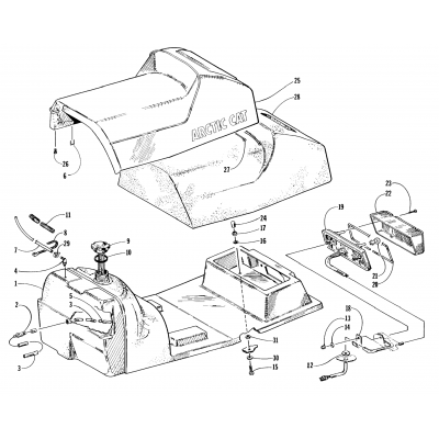 GAS TANK, SEAT, AND TAILLIGHT ASSEMBLY