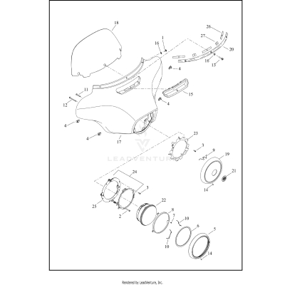 WINDSHIELD, FAIRING AND HEADLAMP