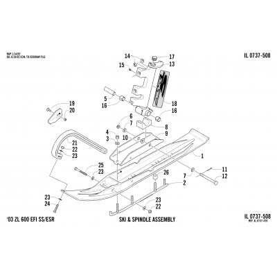 SKI AND SPINDLE ASSEMBLY