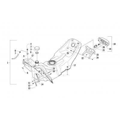 GAS TANK AND TAILLIGHT ASSEMBLY