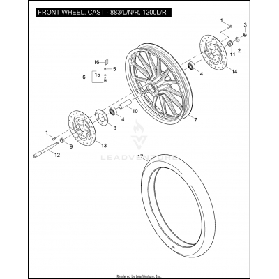 FRONT WHEEL, CAST - 883/L/N/R, 1200L/R