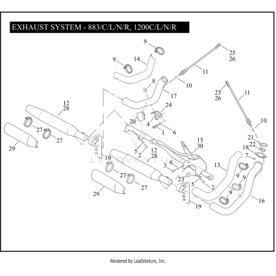 EXHAUST SYSTEM - 883/C/L/N/R, 1200C/L/N/R