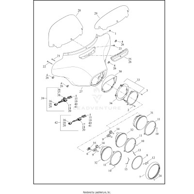 WINDSHIELD, FAIRING AND HEADLAMP - FLHT, FLHTCU, FLHTK, FLHTKL, FLHX AND FLHXS