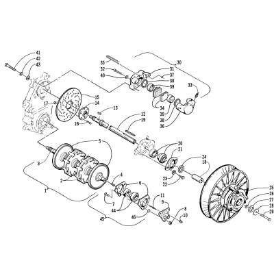 DRIVE TRAIN SHAFTS AND BRAKE ASSEMBLIES