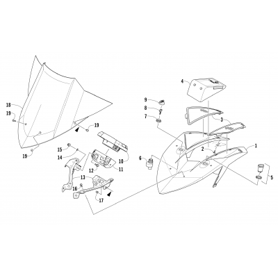 WINDSHIELD AND INSTRUMENTS ASSEMBLIES