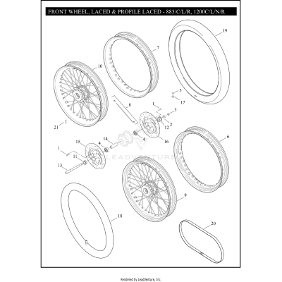 FRONT WHEEL, LACED & PROFILE LACED - 883/C/L/R, 1200C/N/L/R