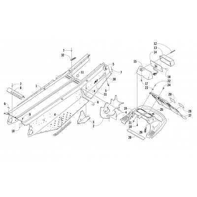 TUNNEL, REAR BUMPER, AND TAILLIGHT ASSEMBLY