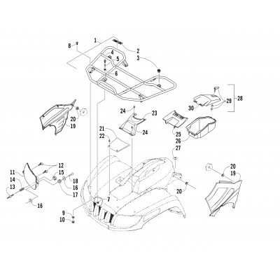 FRONT RACK AND HEADLIGHT ASSEMBLIES