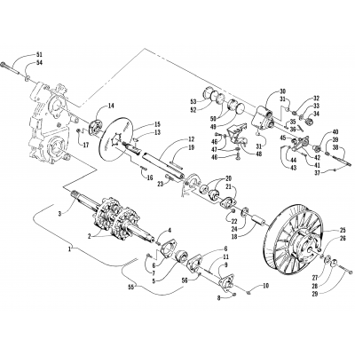 DRIVE TRAIN SHAFTS AND BRAKE ASSEMBLIES