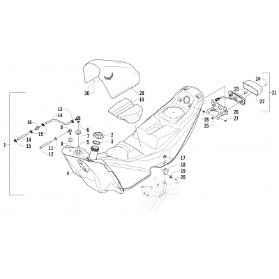 GAS TANK AND TAILLIGHT ASSEMBLY