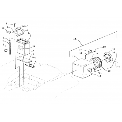 STORAGE BOX AND BATTERY ASSEMBLY