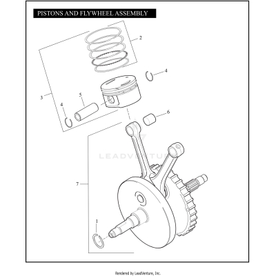 PISTONS AND FLYWHEEL ASSEMBLY -TWIN CAM 88™