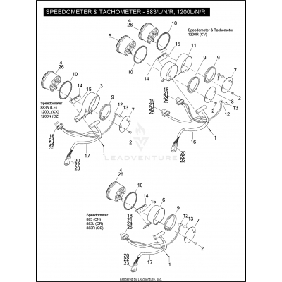 SPEEDOMETER & TACHOMETER - 883/L/N/R, 1200L/N/R