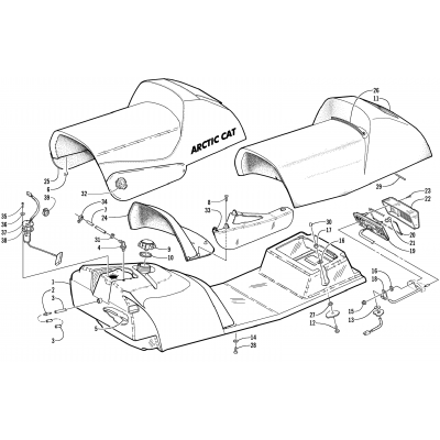 GAS TANK, SEAT, AND TAILLIGHT ASSEMBLY