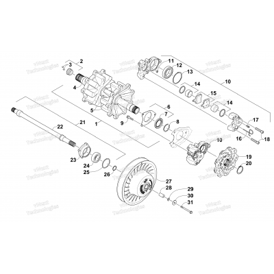 DRIVE TRAIN SHAFTS AND BRAKE ASSEMBLIES