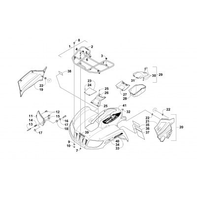 FRONT RACK, BODY PANEL, AND HEADLIGHT ASSEMBLIES