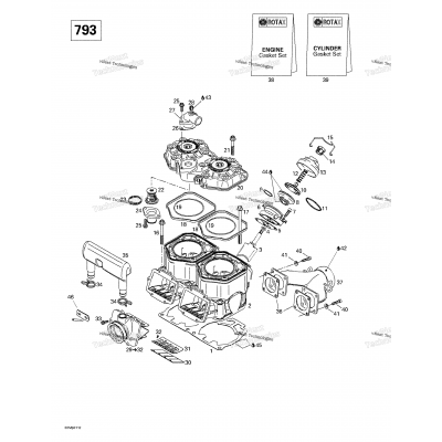 Cylinder, Exhaust Manifold, Reed Valve (793)