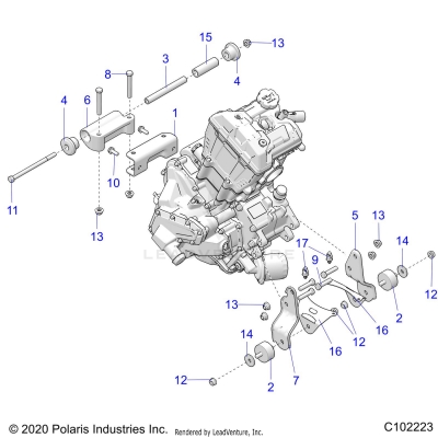 ENGINE, MOUNTING & LONG BLOCK - A23SES57C9/F9/E9 (C102223)