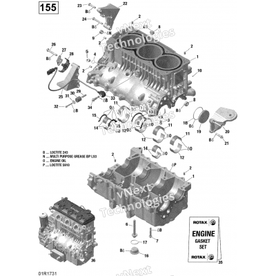 Engine Block - 130-155 Model Without Suspension
