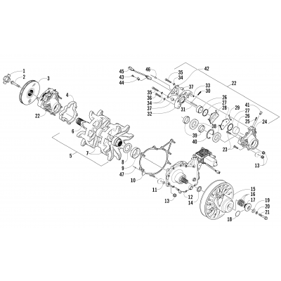 DRIVE TRAIN SHAFT AND BRAKE ASSEMBLIES