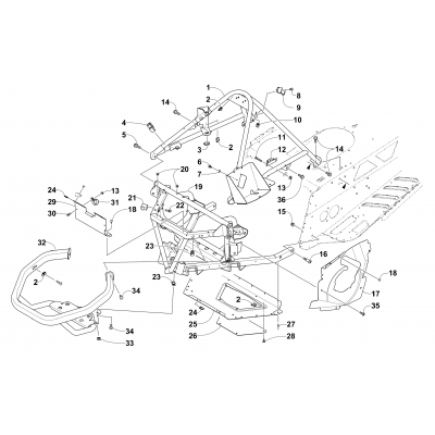 FRONT BUMPER, FRAME, AND STEERING SUPPORT ASSEMBLY