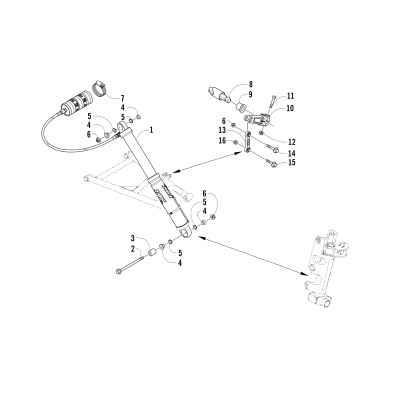 SHOCK ABSORBER AND SWAY BAR ASSEMBLY