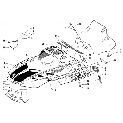 HOOD,WINDSHIELD ASSEMBLY