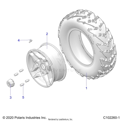WHEELS, FRONT TIRE - A25SHE57CP/EP (C102260-1)