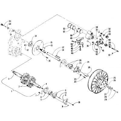 DRIVE TRAIN SHAFTS AND BRAKE ASSEMBLIES