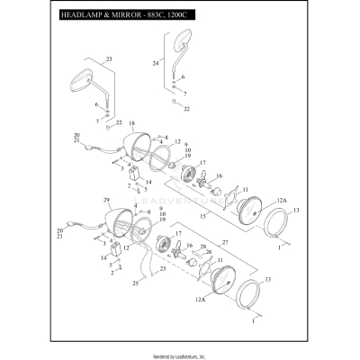 HEADLAMP & MIRROR - 883C, 1200C