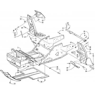 FRONT FRAME AND FOOTREST ASSEMBLY