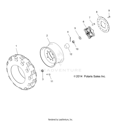 WHEELS, FRONT TIRE and BRAKE DISC - A17DAH57A5 (49ATVWHEELFRT14SP325)