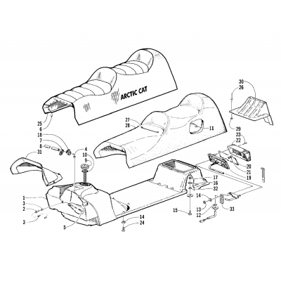 GAS TANK, SEAT, AND TAILLIGHT ASSEMBLY