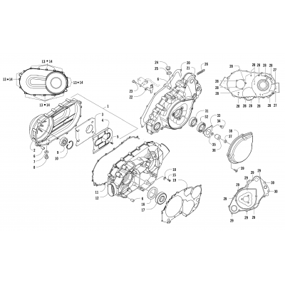 CLUTCH/V-BELT/MAGNETO COVER ASSEMBLY