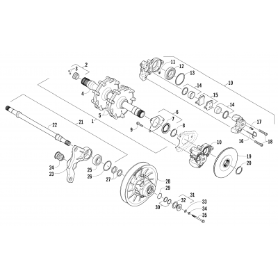 DRIVE TRAIN SHAFTS AND BRAKE ASSEMBLIES