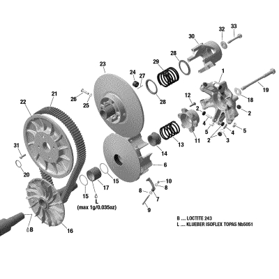 01 ROTAX - Transmission - CVT Pulleys - 600 ACE
