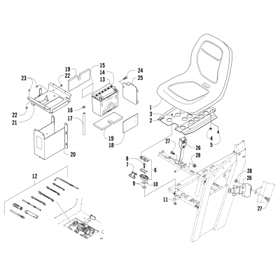 SEAT, BATTERY, AND TOOL KIT ASSEMBLY