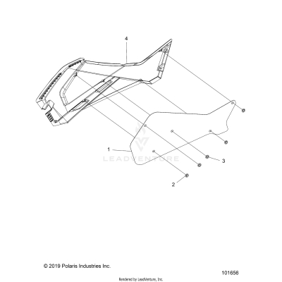 BODY, RIGHT HAND SIDE PANEL HEAT SHIELD AND HARDWARE 2 UP - A20SJE57AX/BX (101656)