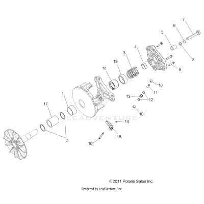 DRIVE TRAIN, PRIMARY CLUTCH - A19DBA50A5 (49RGRCLUTCHDRV12RZR570)