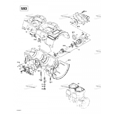 Crankcase, Water Pump And Oil Pump (593)