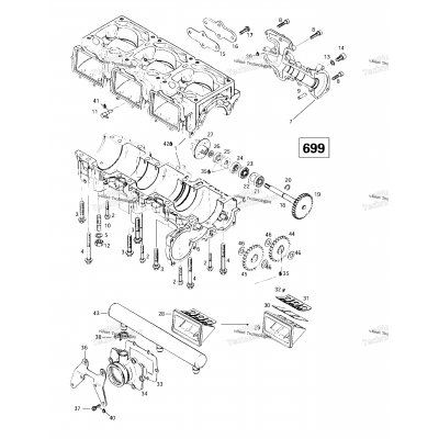 Crankcase, Reed Valve, Water Pump (699)