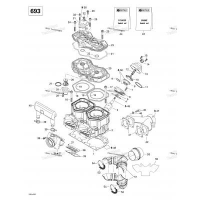 Cylinder, Exhaust Manifold, Reed Valve (693)