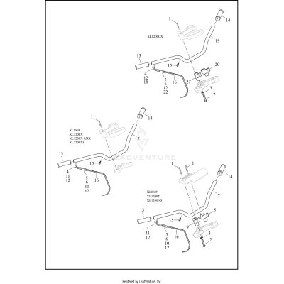 HANDLEBAR AND THROTTLE CONTROL - XL883L, XL883N, XL1200CX, XL1200NS, XL1200T, XL1200X, XL1200XS, 120