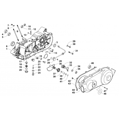 LEFT CRANKCASE AND COVER ASSEMBLY