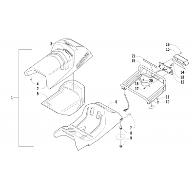 SEAT, RACK, AND TAILLIGHT ASSEMBLY