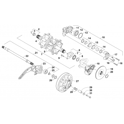 DRIVE TRAIN SHAFTS AND BRAKE ASSEMBLIES